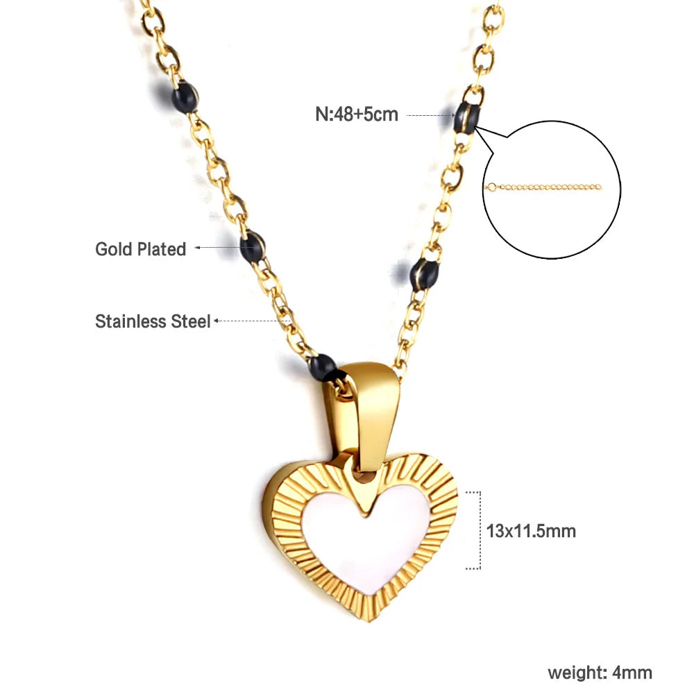 LUXUSTEEL New Stainless Steel Heart Pendant Necklace for Women Girls Temperament CZ Crystal Charm Choker Fashion Jewelry Gifts