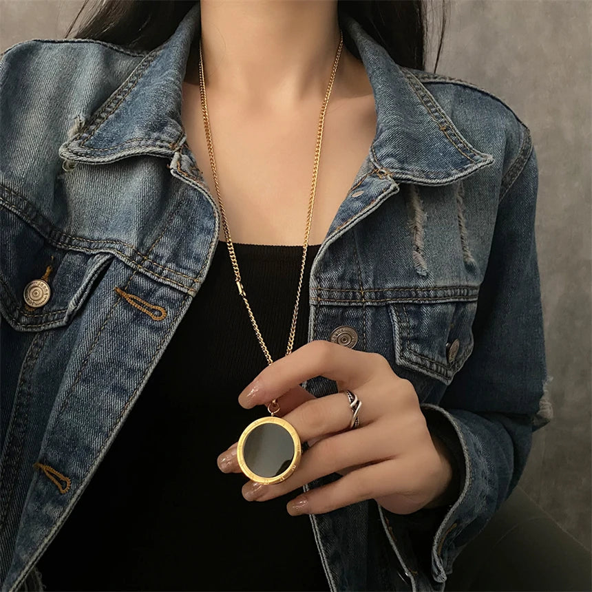 316L Stainless Steel 15 Multiple Different Styles Geometry Pendant Charm Chain Necklaces For Women Fashion Fine Jewelry Gifts