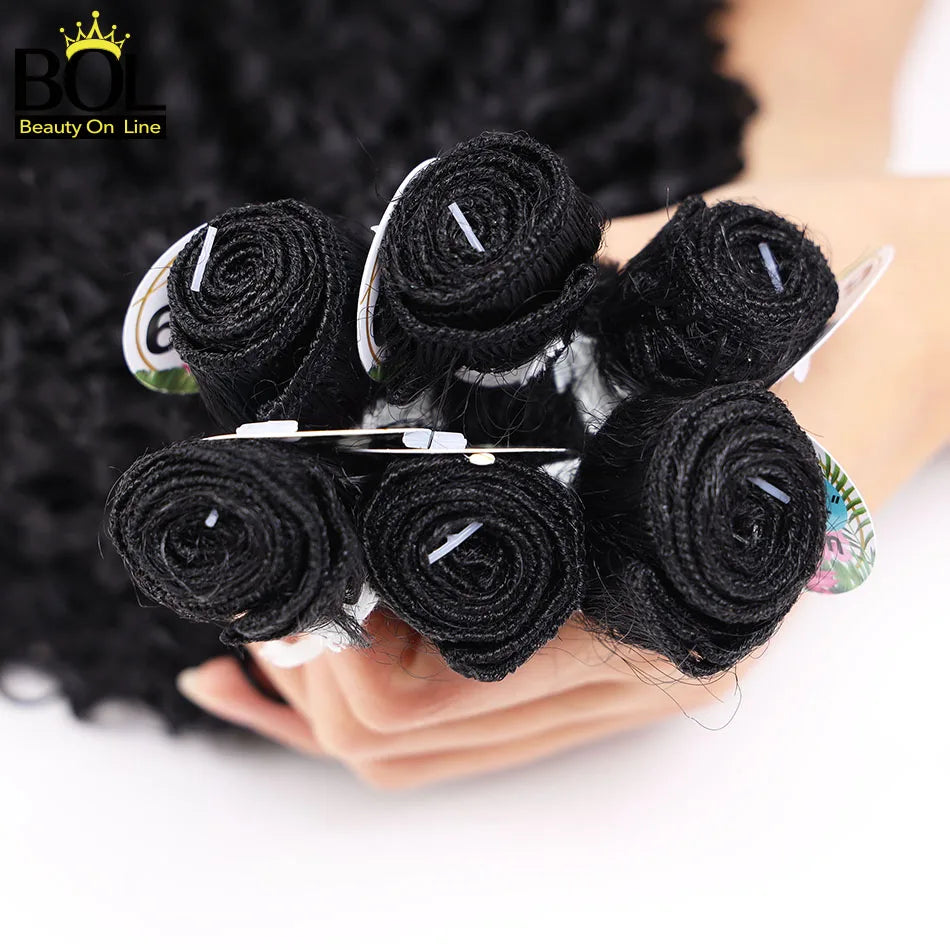 BOL Synthetic Kinky Curly Hair Extensions Long Jerry Curly Bundles Ombre Blonde Fake Crochet Hair For Women Heat Resistant Wave