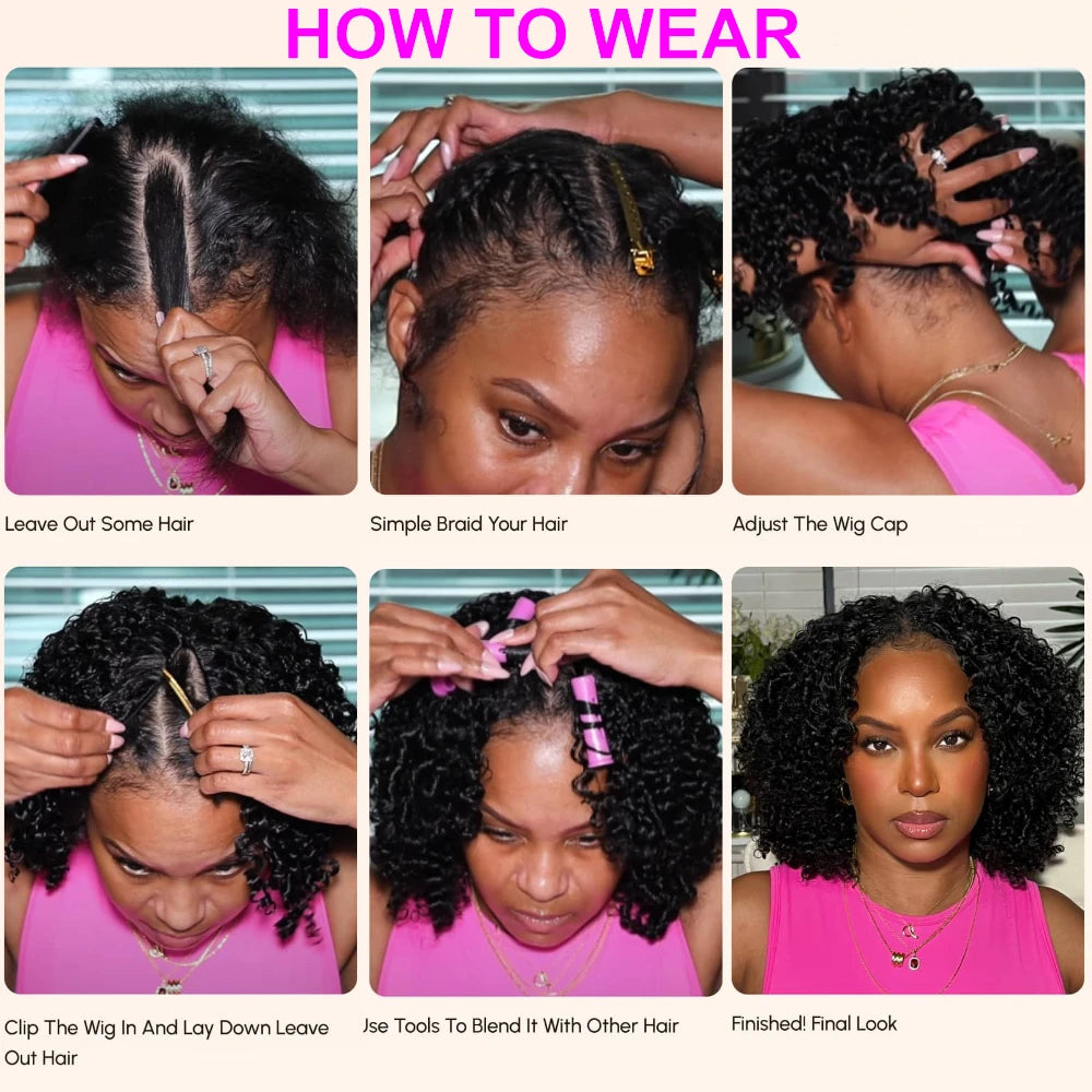 Unice Hair EasiContour Jerry Curly V Part Wig 100% Human Hair Seamless Edge Upgrade U Part Wig Beginner Friendly Human Hair Wigs