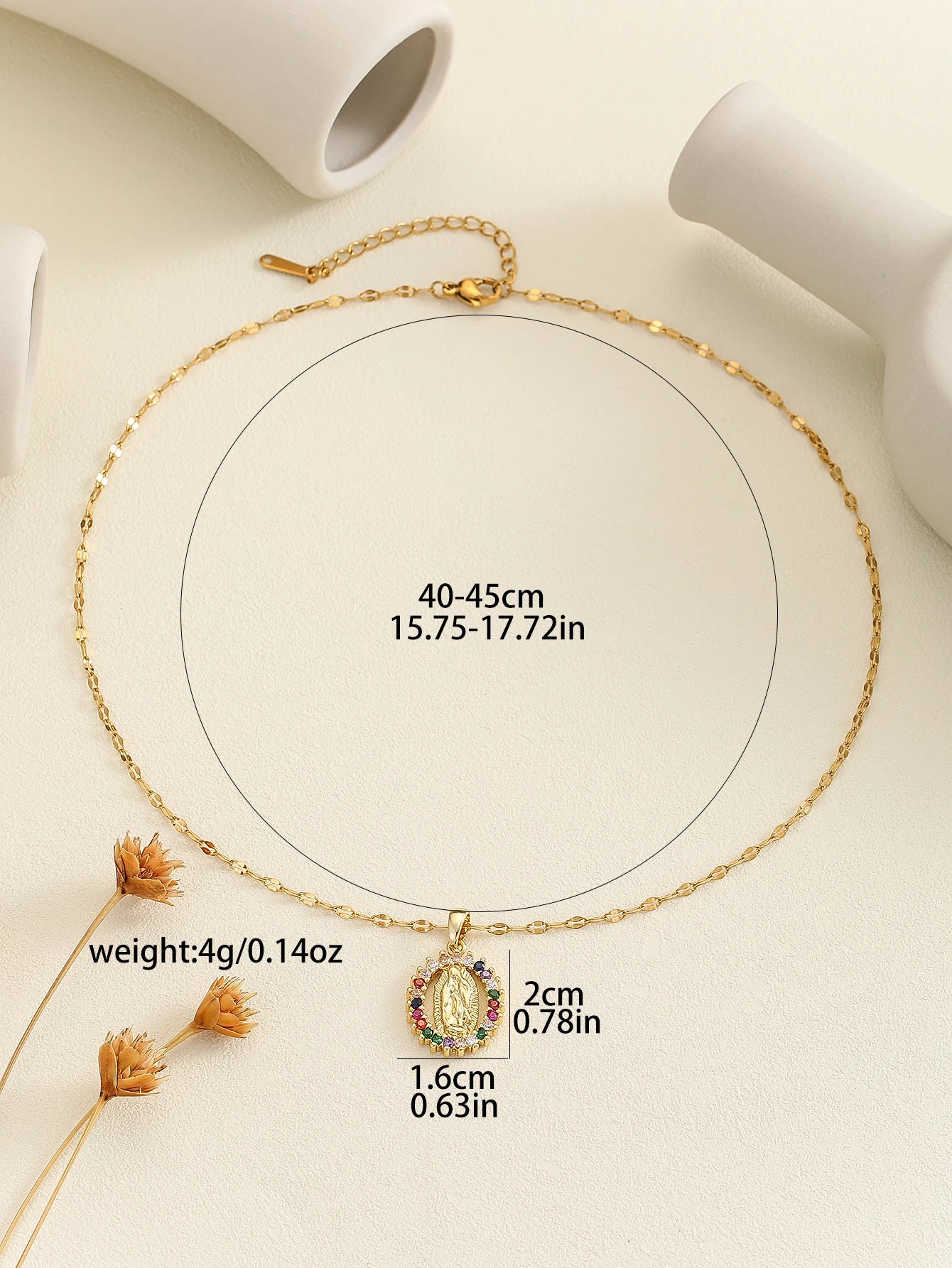 European and American Fashion and Gorgeous Women's All Sky Star Micro Inlaid Colorful Zircon Virgin Mary Hollow Necklace