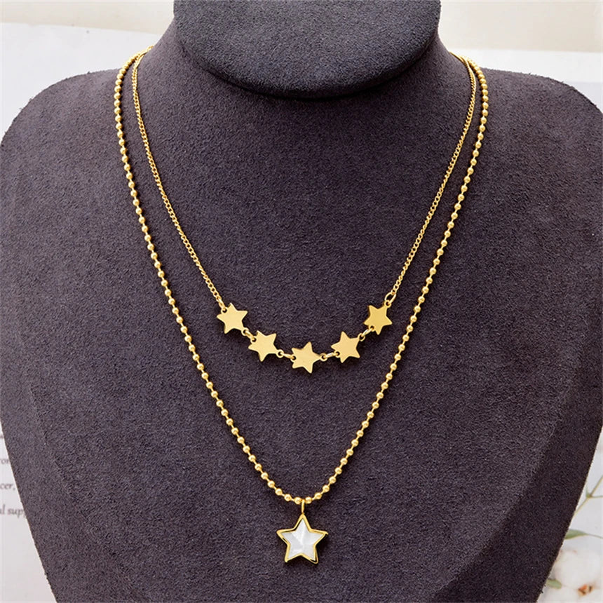 316L Stainless Steel 15 Multiple Different Styles Geometry Pendant Charm Chain Necklaces For Women Fashion Fine Jewelry Gifts