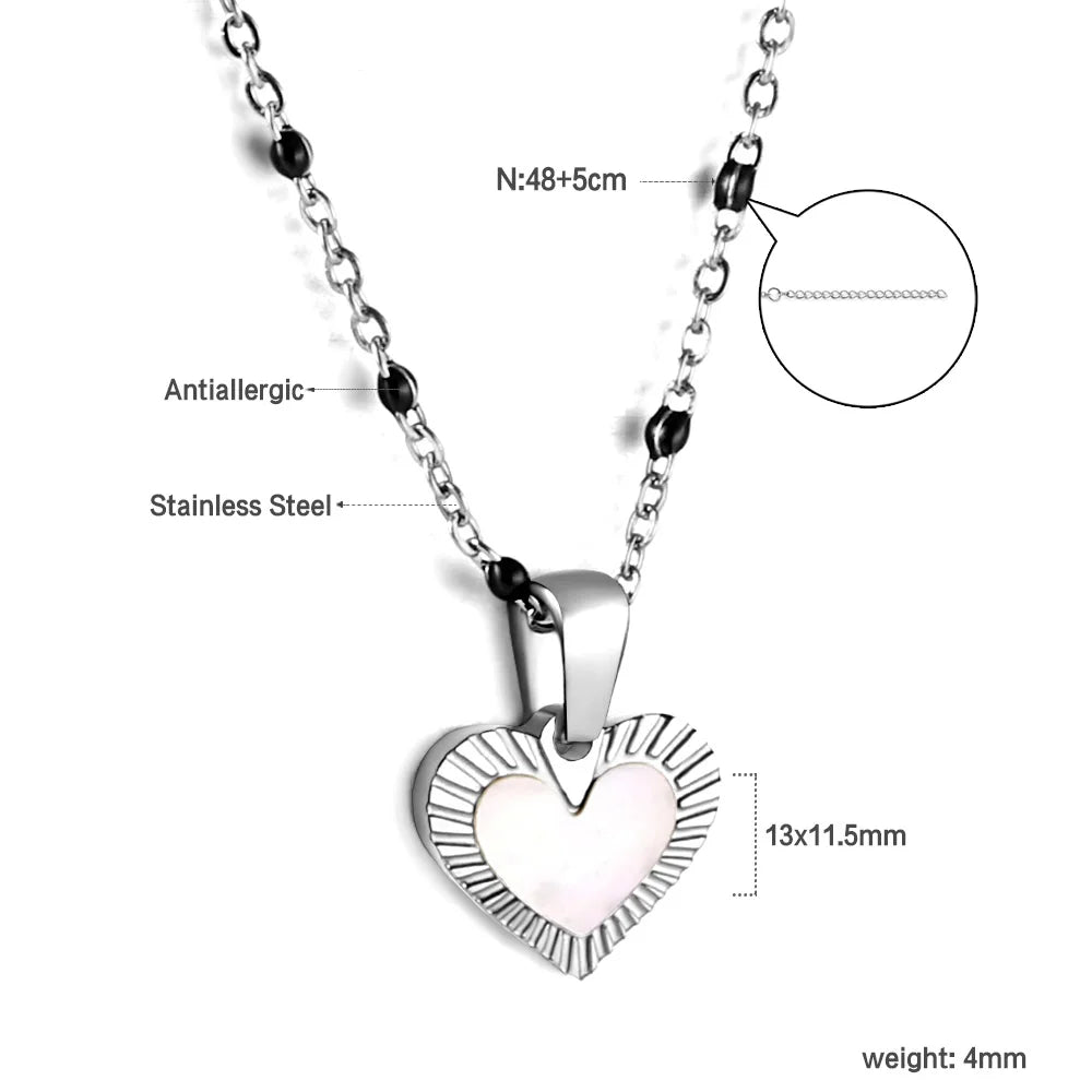 LUXUSTEEL New Stainless Steel Heart Pendant Necklace for Women Girls Temperament CZ Crystal Charm Choker Fashion Jewelry Gifts