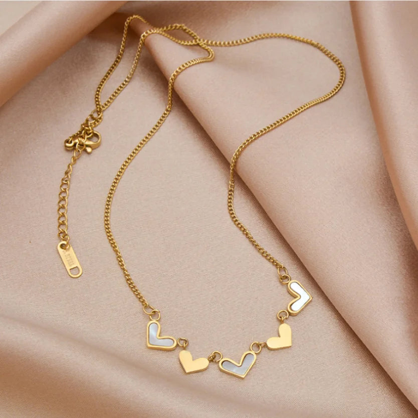 316L Stainless Steel New Fashion Upscale Jewelry Natural Shells Love Heart Charms Chain Choker Necklaces & Pendants For Women