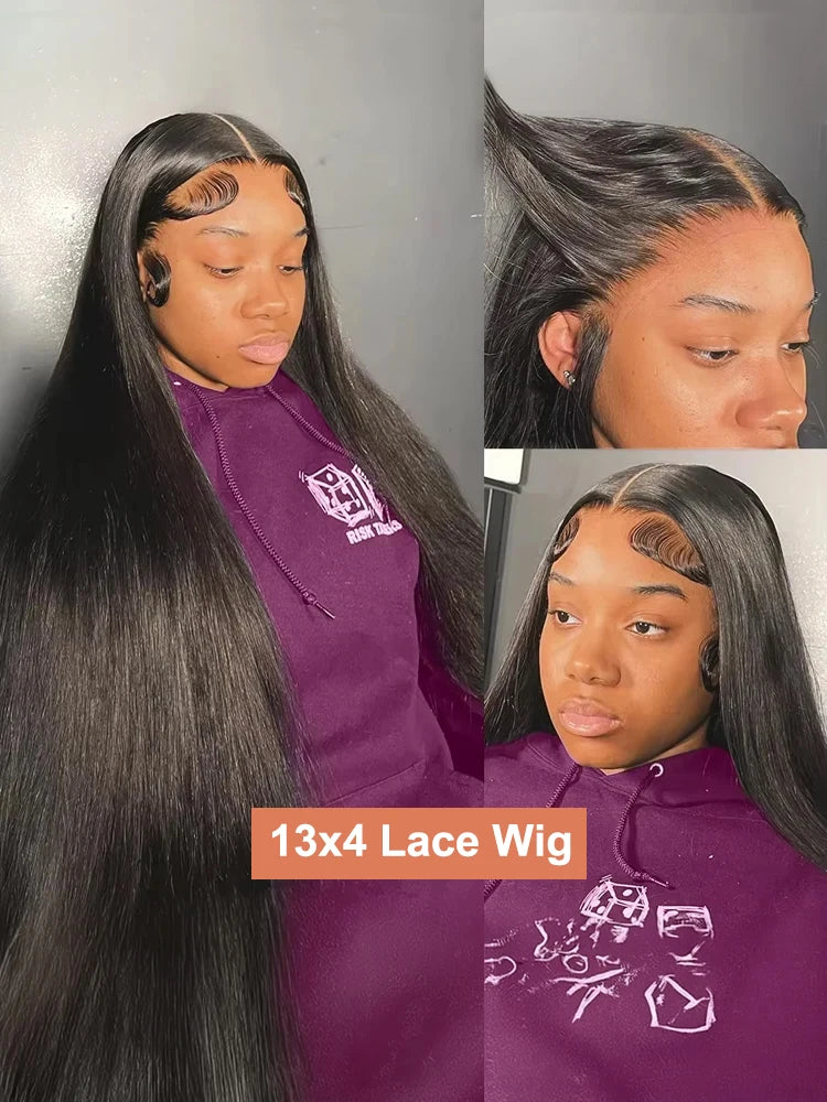 Black 30 40 Inch 13x4 13x6 HD Transparent Bone Straight Lace Front Wigs 5x5 Glueless Closure Human Hair Wigs For Women