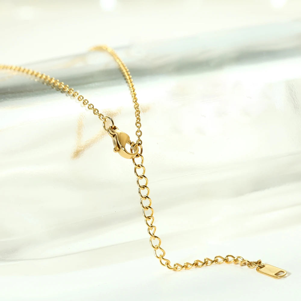stainless steel Initial Necklace Gold  Color Cut Letters Single Name Choker Necklace For Women Pendant Jewelry Gift dropshipping