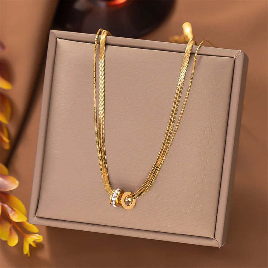 316L Stainless Steel 15 Multiple Different Styles Geometry Pendant Charm Chain Necklaces For Women Fashion Fine Jewelry Gifts