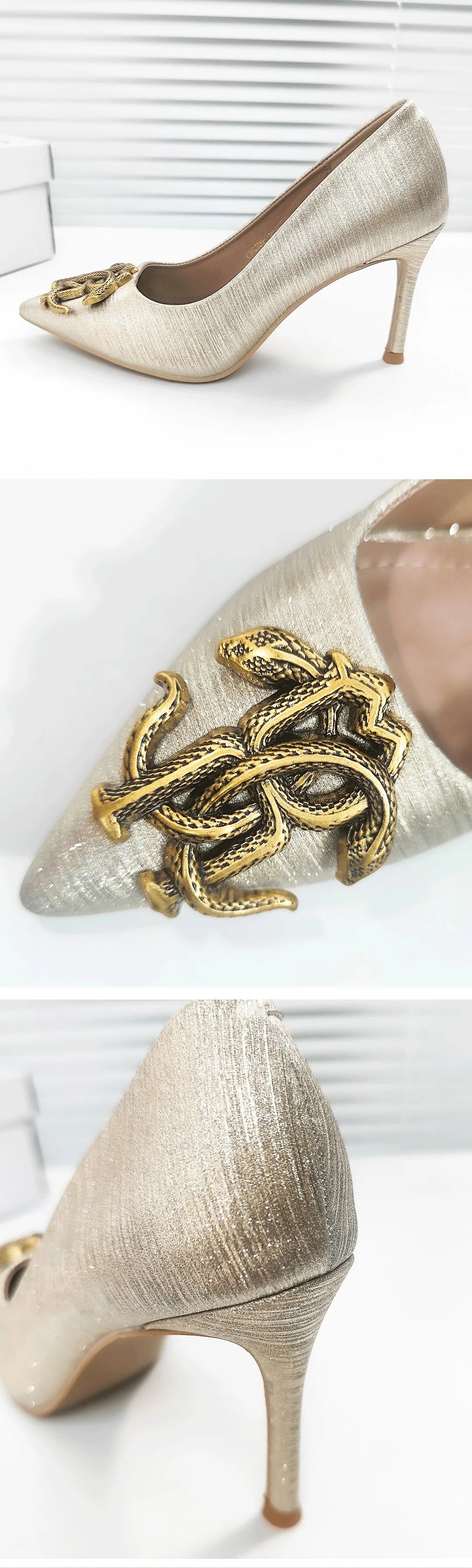 Premium Sense Women's High Heels Light Luxury Brand Professional Women's High Heels Fashion High Heel Shoes Metal Buckle Shoes