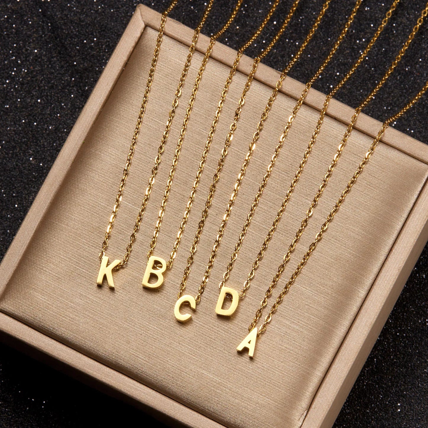 Fashion A-Z 26 Letters Pendant Initial Necklace for Women Girls Punk Single Name Choker Stainless Steel Neck Chain Jewelry Gifts