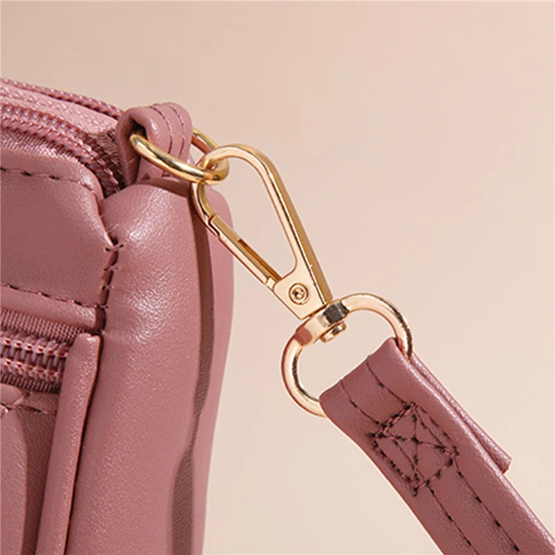 Women Embroidery Thread Small Purse and Handbag Fashion Large Capacity PU Leather Crossbody Bags Zipper New Fashion Shoulder Bag