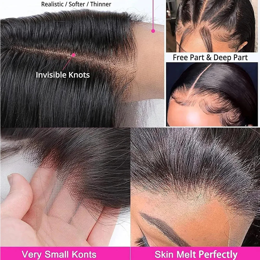 Straight Short Bob Wigs Human Hair 13x4 HD Lace Frontal Human Hair Wigs Glueless Bob wig 4x4 Lace Closure Wigs For Women 180%