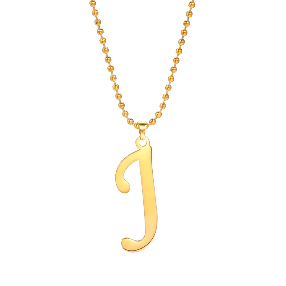 Amaxer Stainless Steel Necklace A To Z 26 Letters Initial Minimalist Necklaces For Women Big Alphabet Pendant Gifts Jewelry