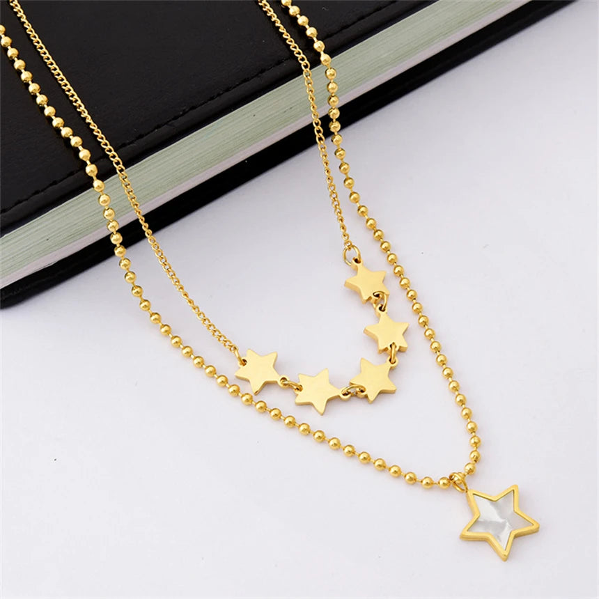 316L Stainless Steel 15 Multiple Different Styles Geometry Pendant Charm Chain Necklaces For Women Fashion Fine Jewelry Gifts
