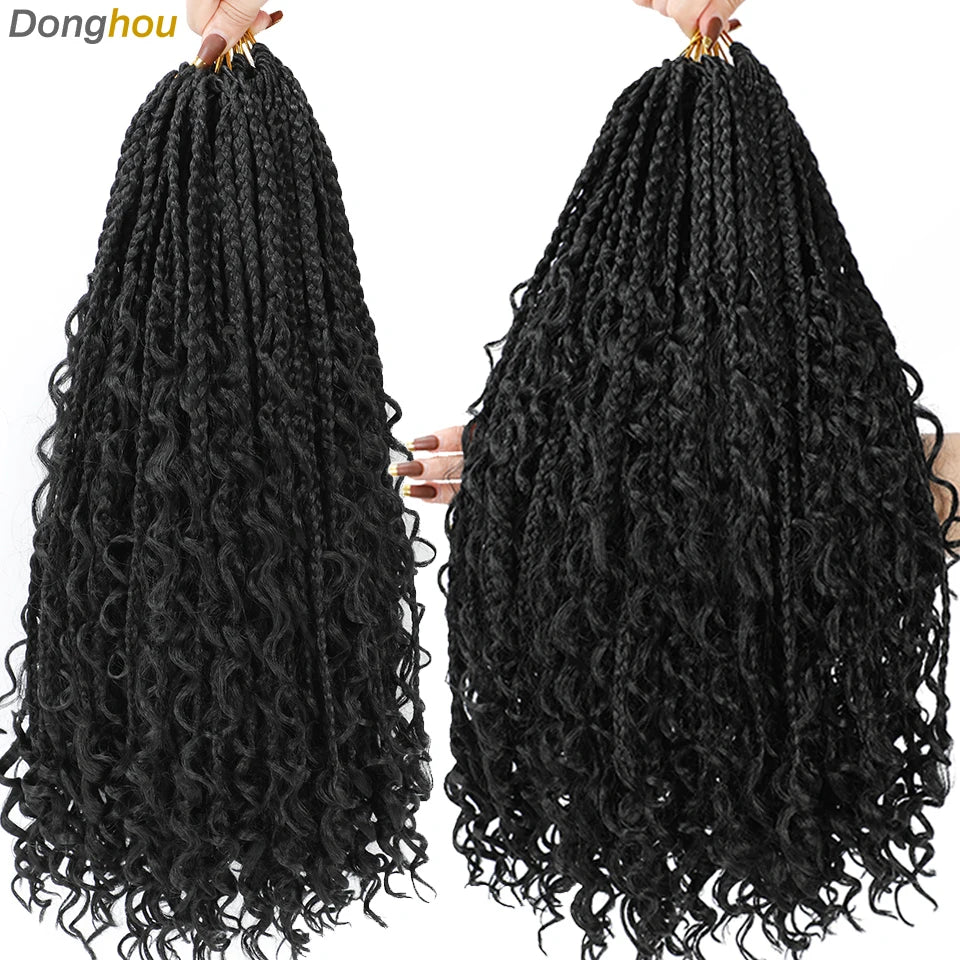 Long Boho Box Braids Crochet Hair 24 18 Inch Blonde Bug 33 4 30 27 Colors Synthetic Ombre Goddess Braids Crochet Hair For Women