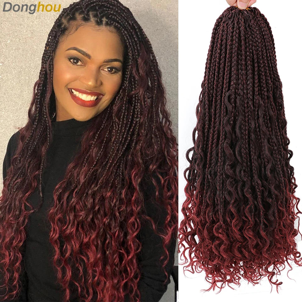 Long Boho Box Braids Crochet Hair 24 18 Inch Blonde Bug 33 4 30 27 Colors Synthetic Ombre Goddess Braids Crochet Hair For Women