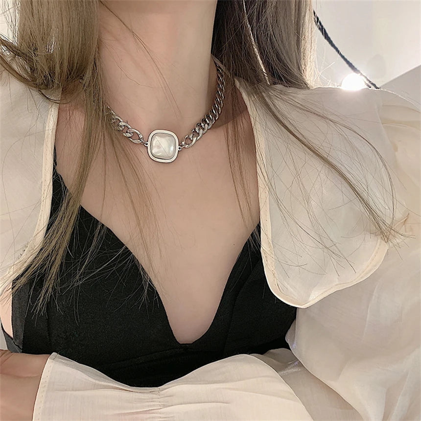 316L Stainless Steel 15 Multiple Different Styles Geometry Pendant Charm Chain Necklaces For Women Fashion Fine Jewelry Gifts