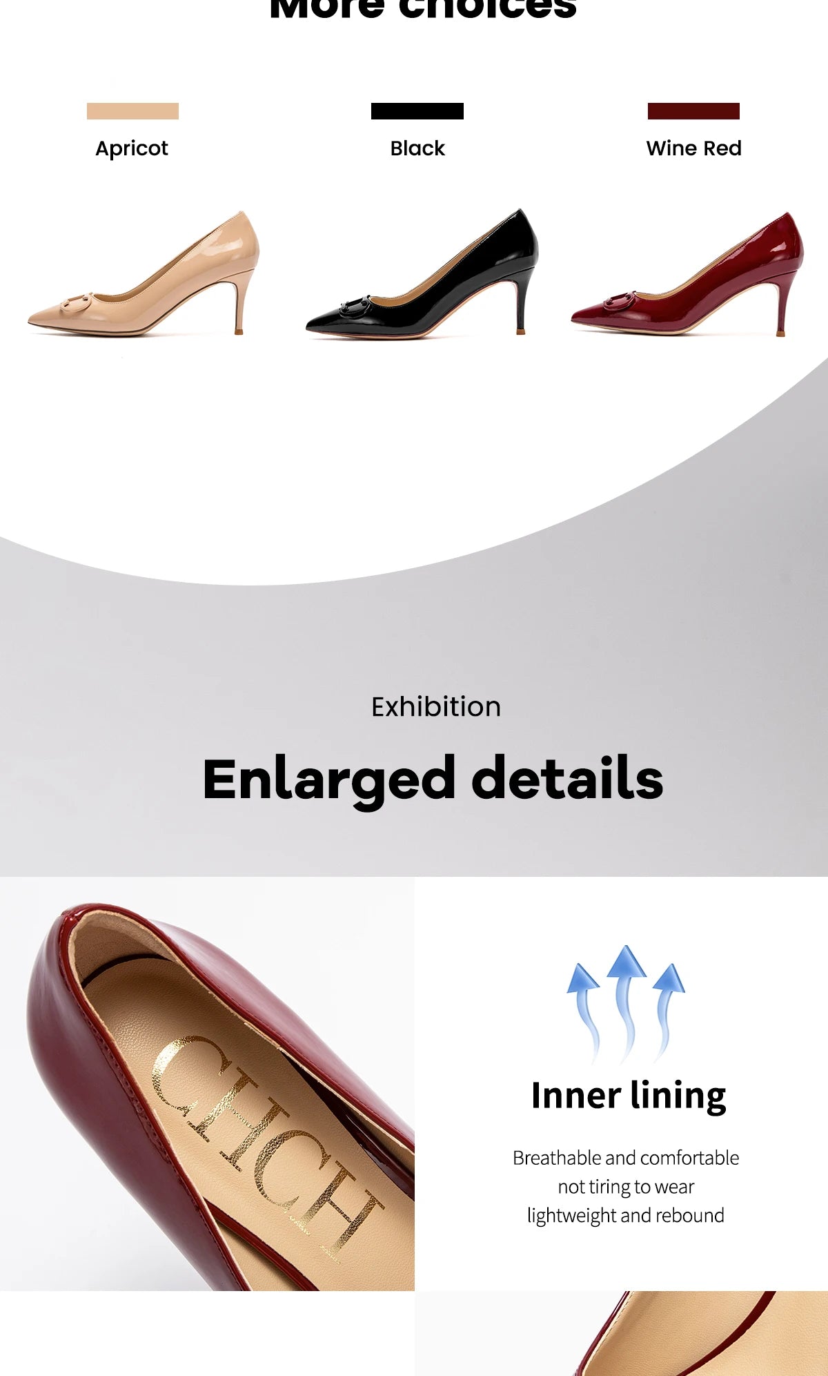 CHCH Women's High Heels New Lacquer Leather Women's Business Wedding Shoes 7cm