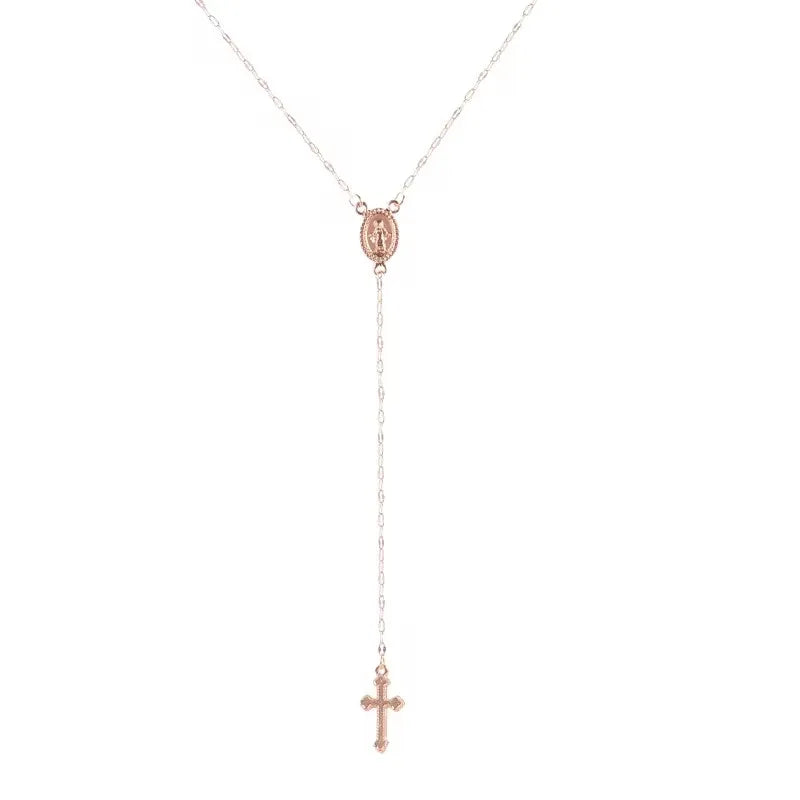 2024 New Fashion Vintage Christian Cross Bohemia Religious Rosary Pendant Necklace For Women Charm Jewelry Gifts