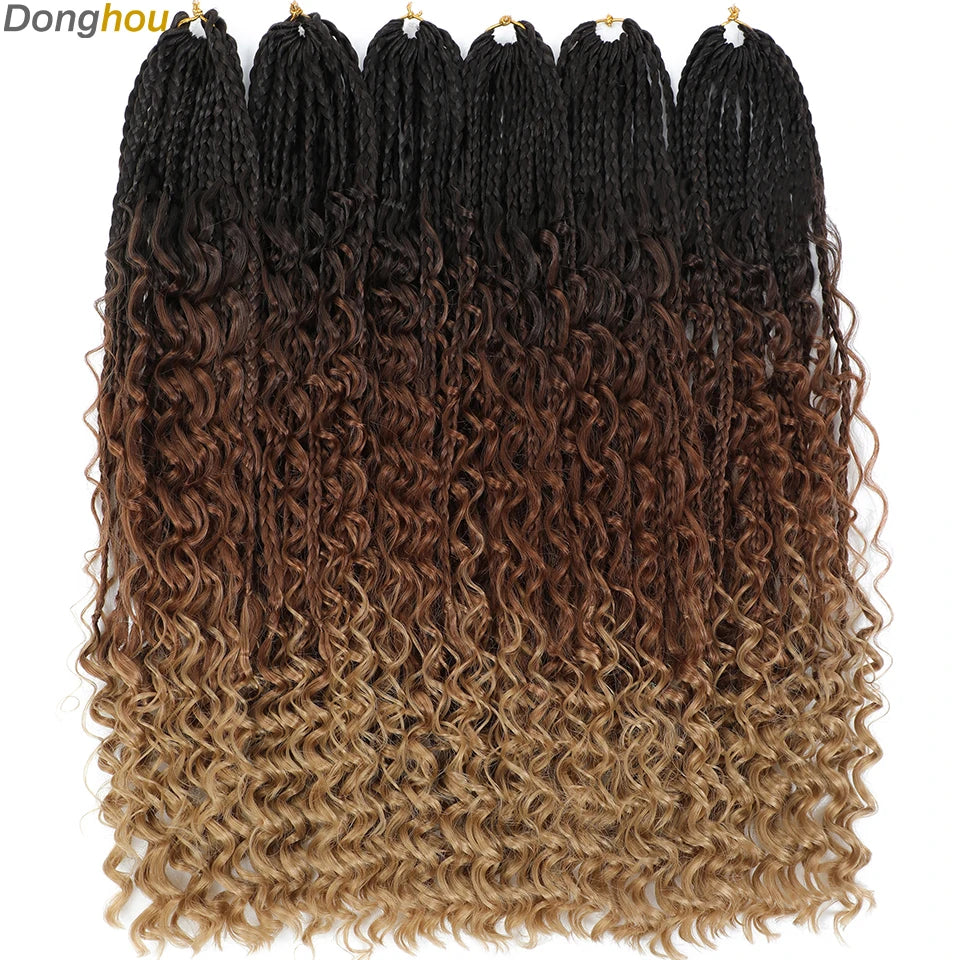 Long Boho Box Braids Crochet Hair 24 18 Inch Blonde Bug 33 4 30 27 Colors Synthetic Ombre Goddess Braids Crochet Hair For Women