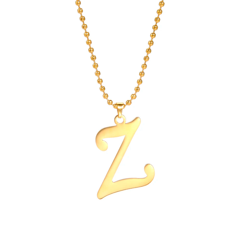 Amaxer Stainless Steel Necklace A To Z 26 Letters Initial Minimalist Necklaces For Women Big Alphabet Pendant Gifts Jewelry