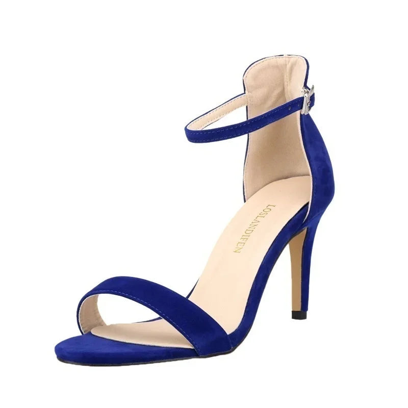 2025 New Women Sexy Pumps Sandals Summer 9cm Thin Heel Open Toe Ankle Strap High Heels Ladies Stilettos Party Red Wedding Shoes