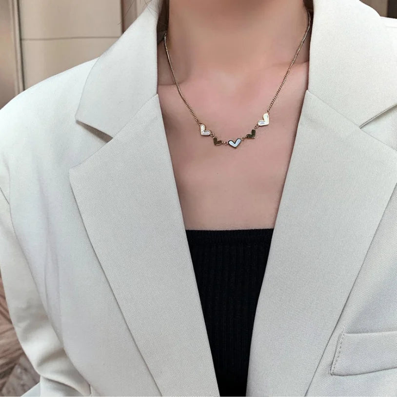 316L Stainless Steel New Fashion Upscale Jewelry Natural Shells Love Heart Charms Chain Choker Necklaces & Pendants For Women