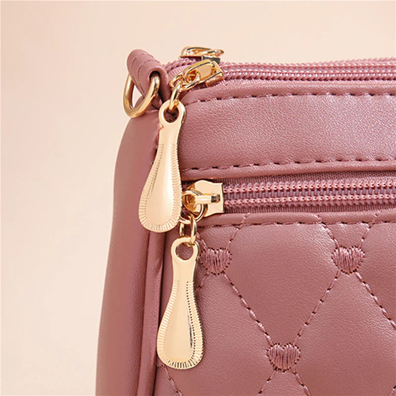 Women Embroidery Thread Small Purse and Handbag Fashion Large Capacity PU Leather Crossbody Bags Zipper New Fashion Shoulder Bag