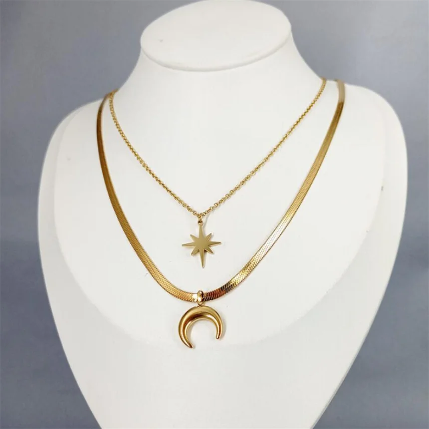 316L Stainless Steel 15 Multiple Different Styles Geometry Pendant Charm Chain Necklaces For Women Fashion Fine Jewelry Gifts