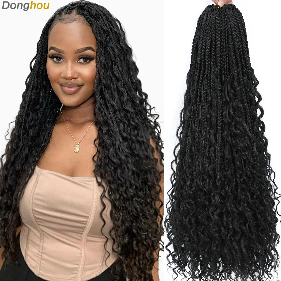 Long Boho Box Braids Crochet Hair 24 18 Inch Blonde Bug 33 4 30 27 Colors Synthetic Ombre Goddess Braids Crochet Hair For Women