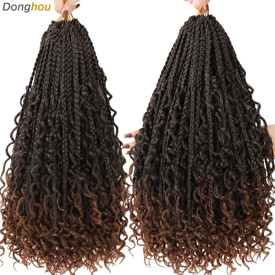 Long Boho Box Braids Crochet Hair 24 18 Inch Blonde Bug 33 4 30 27 Colors Synthetic Ombre Goddess Braids Crochet Hair For Women