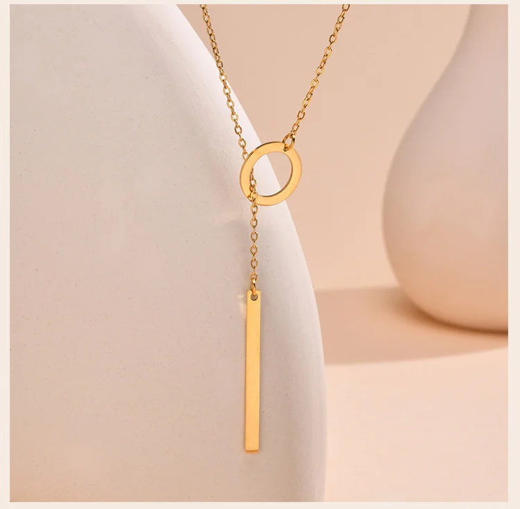 Lariat Necklace for Women, Stainless Steel Drop Necklace with Long Chain, Party Wedding Jewelry