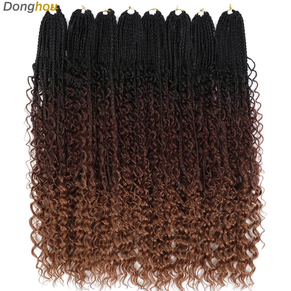 Long Boho Box Braids Crochet Hair 24 18 Inch Blonde Bug 33 4 30 27 Colors Synthetic Ombre Goddess Braids Crochet Hair For Women