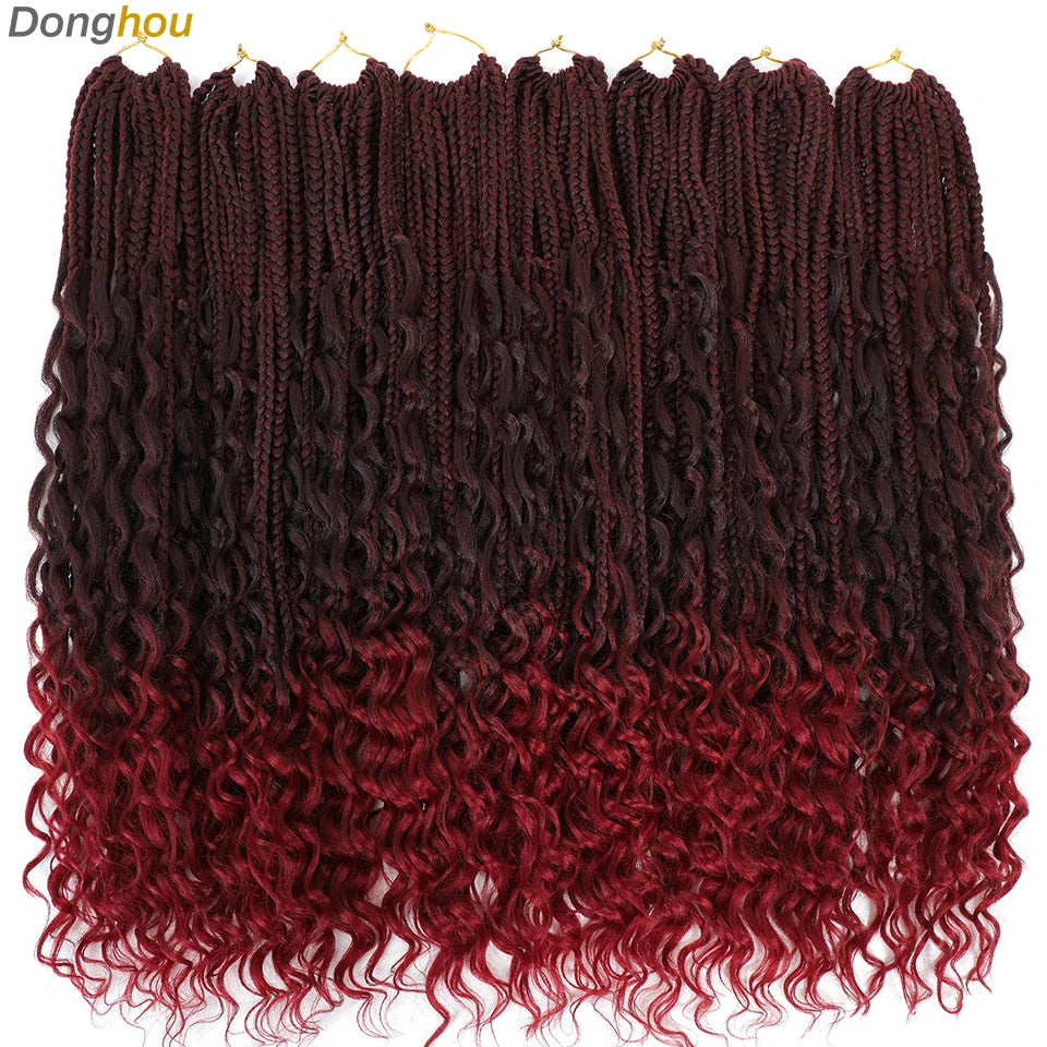 Long Boho Box Braids Crochet Hair 24 18 Inch Blonde Bug 33 4 30 27 Colors Synthetic Ombre Goddess Braids Crochet Hair For Women