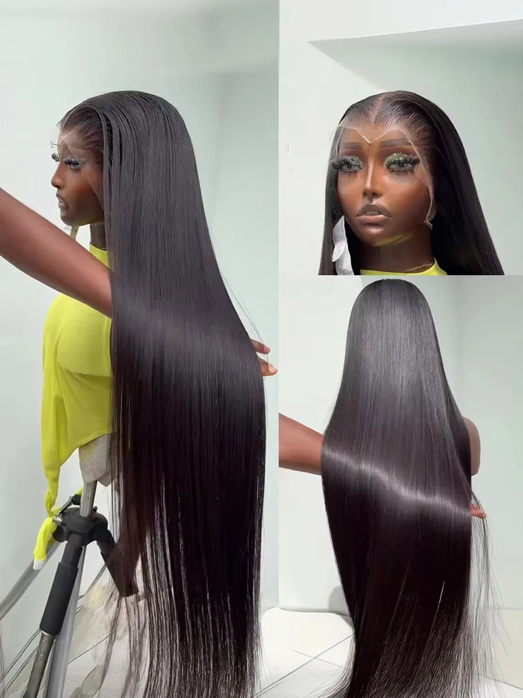 Black 30 40 Inch 13x4 13x6 HD Transparent Bone Straight Lace Front Wigs 5x5 Glueless Closure Human Hair Wigs For Women