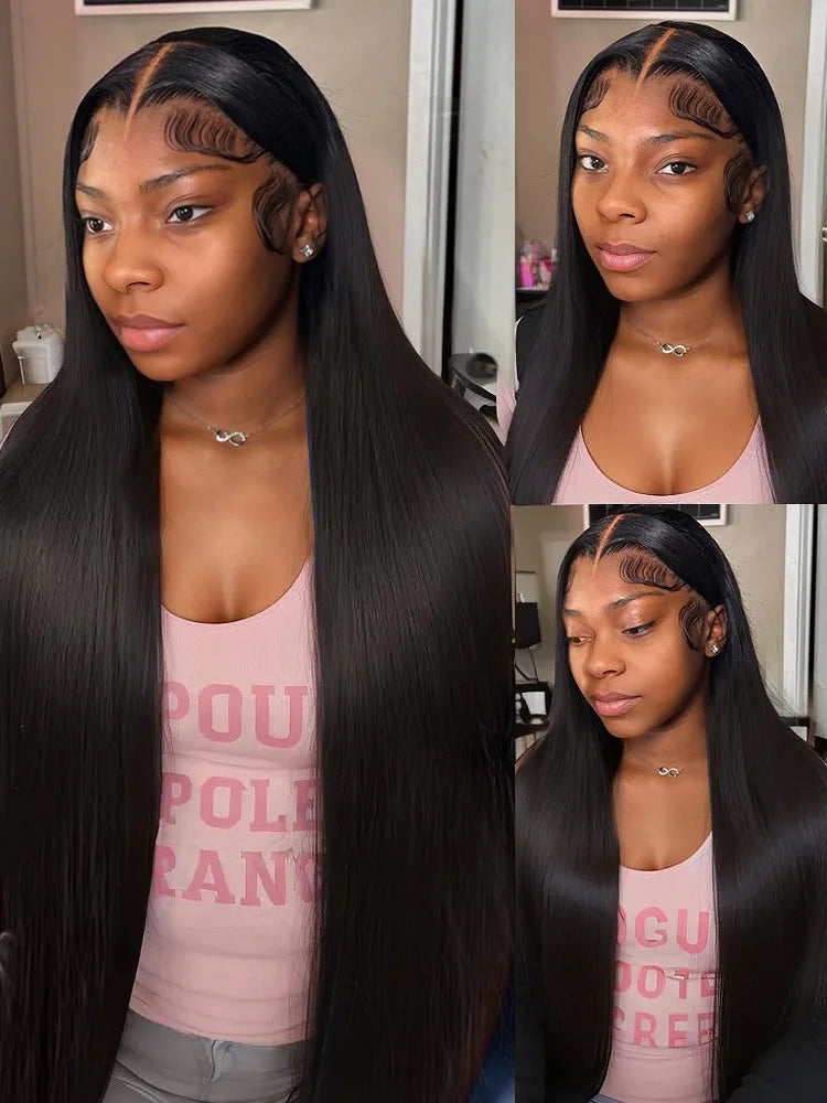 Black 30 40 Inch 13x4 13x6 HD Transparent Bone Straight Lace Front Wigs 5x5 Glueless Closure Human Hair Wigs For Women