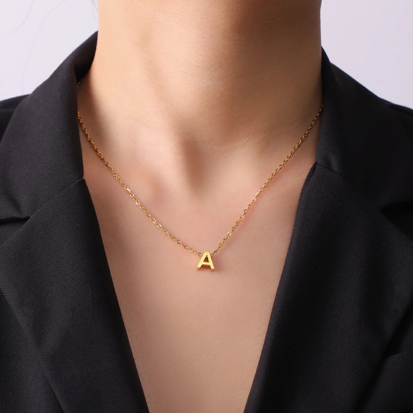 Colares com nome inicial da família Unift, pingente de letra do alfabeto M, corrente de pescoço feminina em aço inoxidável, gargantilha, joia minimalista da moda