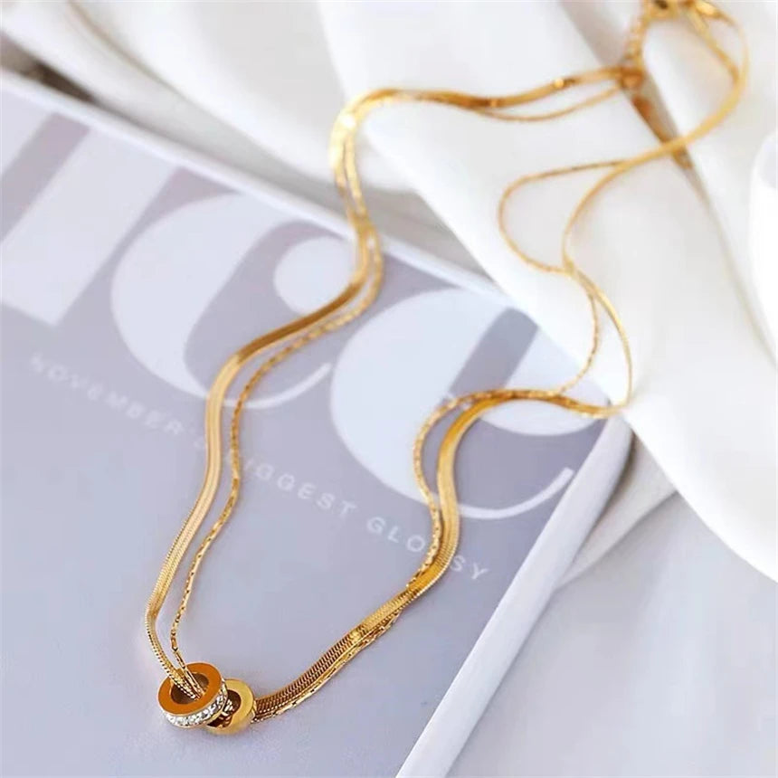 316L Stainless Steel 15 Multiple Different Styles Geometry Pendant Charm Chain Necklaces For Women Fashion Fine Jewelry Gifts