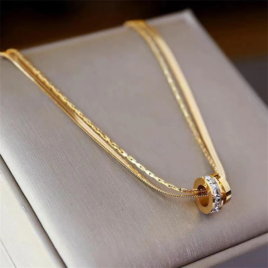 316L Stainless Steel 15 Multiple Different Styles Geometry Pendant Charm Chain Necklaces For Women Fashion Fine Jewelry Gifts