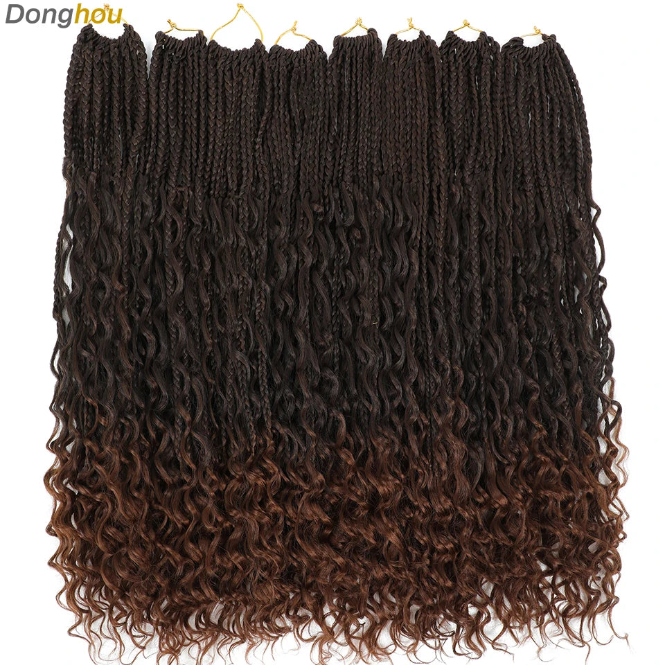 Long Boho Box Braids Crochet Hair 24 18 Inch Blonde Bug 33 4 30 27 Colors Synthetic Ombre Goddess Braids Crochet Hair For Women