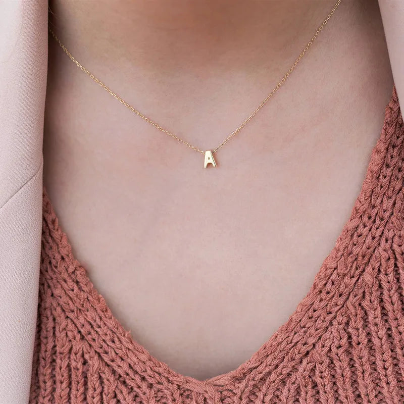Fashion Tiny Trending Short Necklace Gold Steel Color Letter Name Choker Necklace For Women Pendant Jewelry Gifts