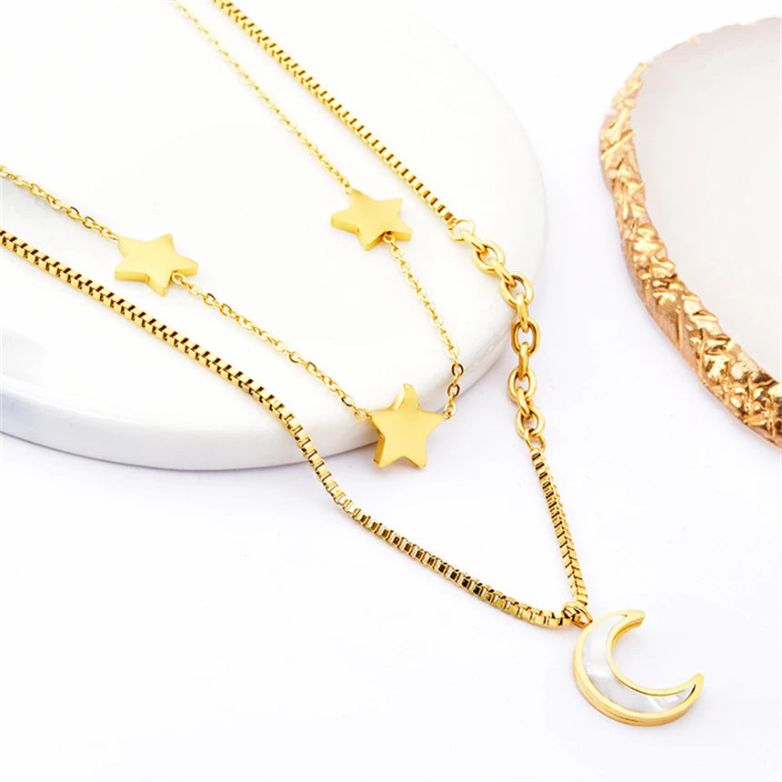 316L Stainless Steel 15 Multiple Different Styles Geometry Pendant Charm Chain Necklaces For Women Fashion Fine Jewelry Gifts