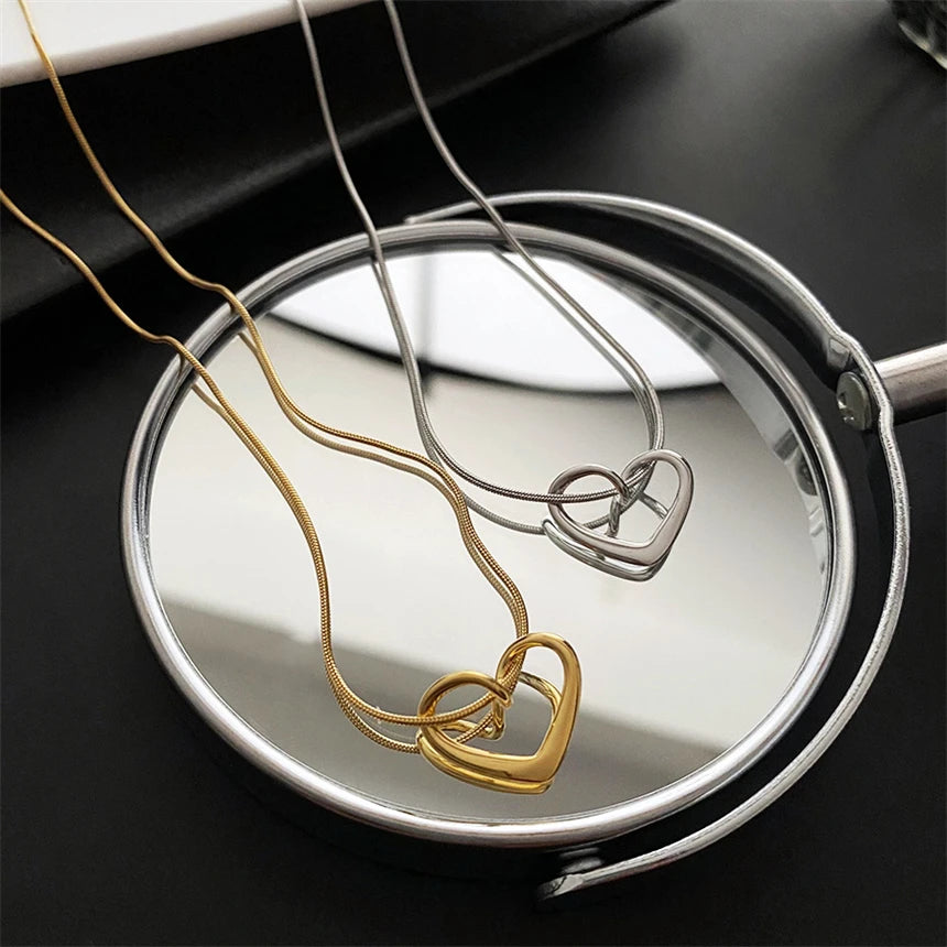 316L Stainless Steel 15 Multiple Different Styles Geometry Pendant Charm Chain Necklaces For Women Fashion Fine Jewelry Gifts