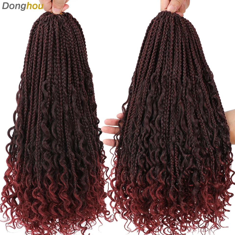 Long Boho Box Braids Crochet Hair 24 18 Inch Blonde Bug 33 4 30 27 Colors Synthetic Ombre Goddess Braids Crochet Hair For Women