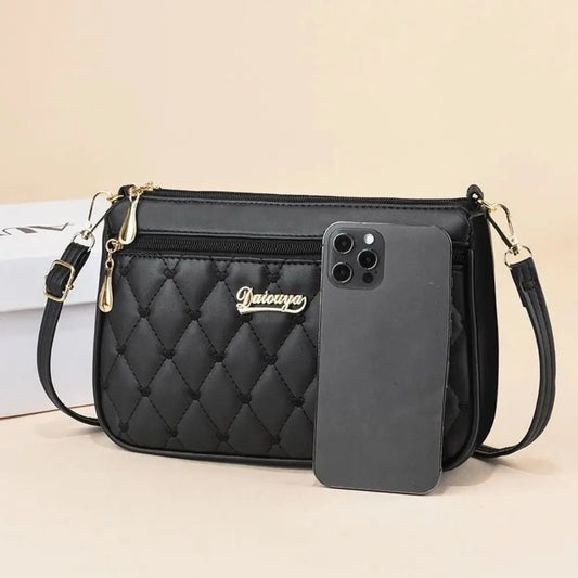 Fashion PU Leather Zipper New Fashion Shoulder Bag Crossbody Bags Women Embroidery Thread Small Purse and Handbags Ladies Bag