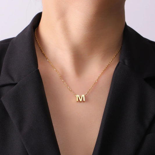 Colares com nome inicial da família Unift, pingente de letra do alfabeto M, corrente de pescoço feminina em aço inoxidável, gargantilha, joia minimalista da moda