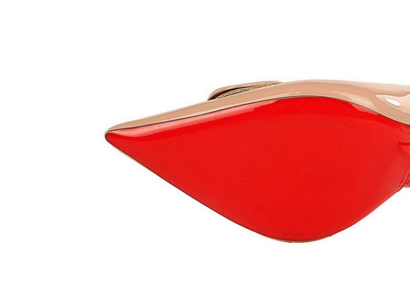 French Square Buckle Side Empty Slim Heel High Heels Women's Shoes Patent Leather Shiny Pointed Toe Shallow Mouth Single Shoes
