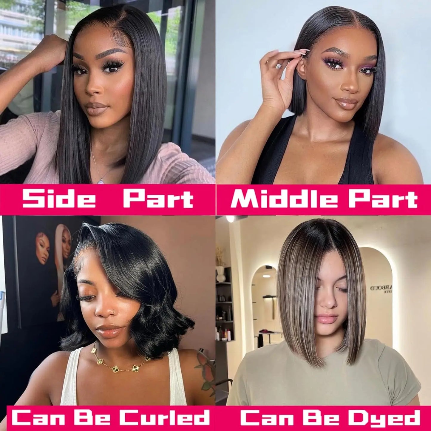 Short Highlight 4/30 350 Ginger Bob Wig Colored Lace Front Human Hair Wigs For Women 13x4 Bone Straight Lace Frontal Wig