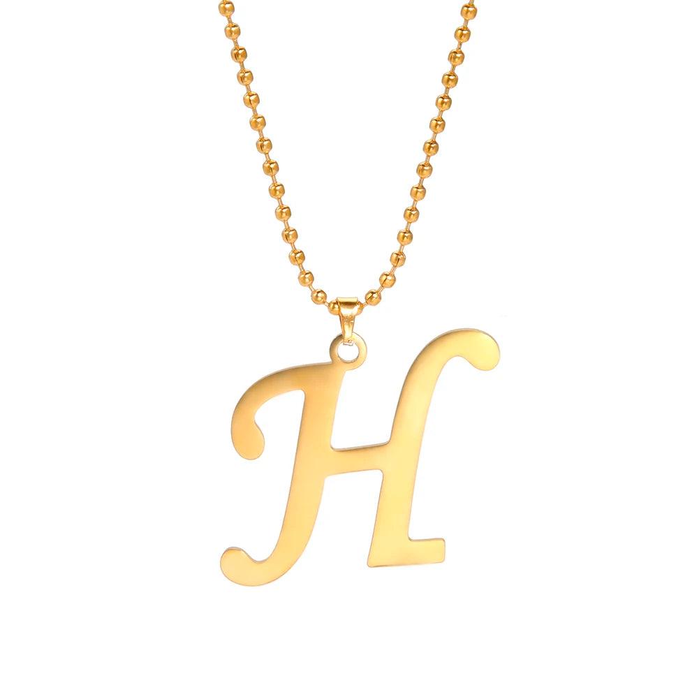 Amaxer Stainless Steel Necklace A To Z 26 Letters Initial Minimalist Necklaces For Women Big Alphabet Pendant Gifts Jewelry