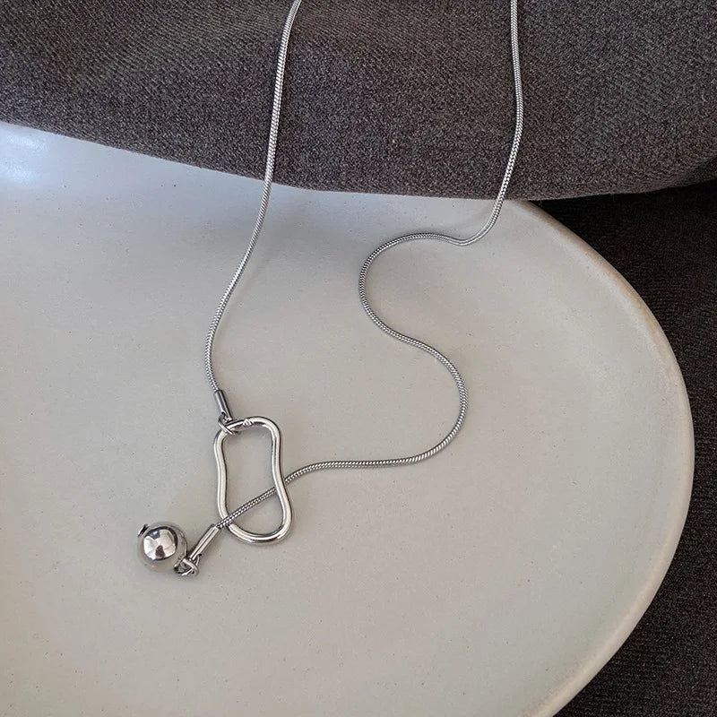 64cm Cool Silver Color Sweater Chain Women's Long Design New Chinese Style Sweater Chain Wholesale Jewelry
