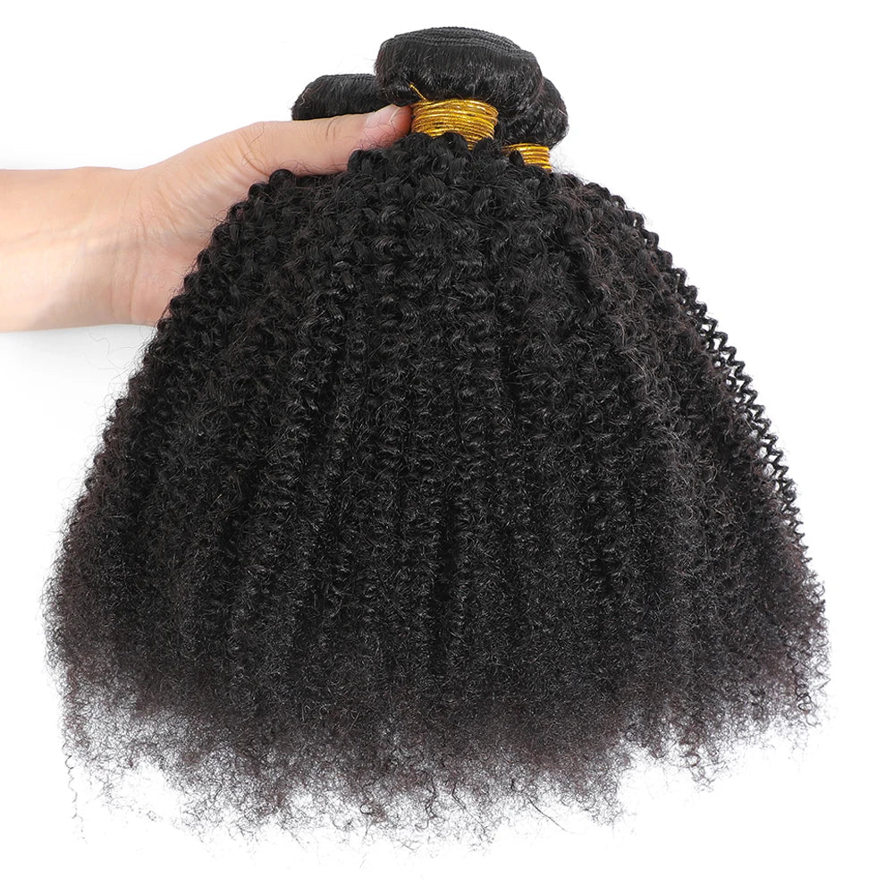 Pacotes de cabelo humano afro indiano cru, cacheado, crespo, 4B e 4C, natural, virgem, cacheado, 100% cabelo humano macio, trama de extensão capilar
